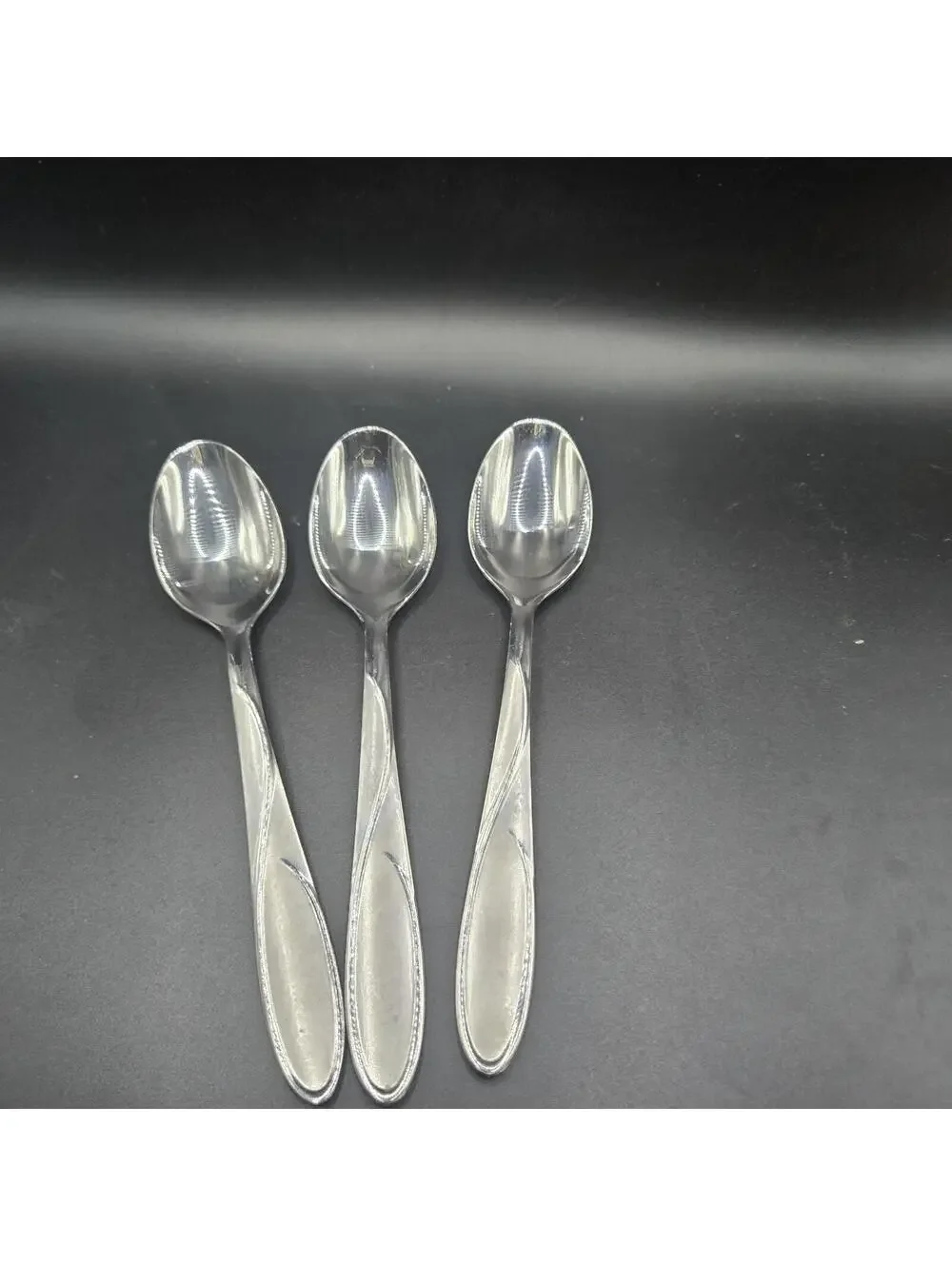 4 Cambridge Small Spoons 3 Large Spoons Swirl Sand Stainless Flatware Spoons